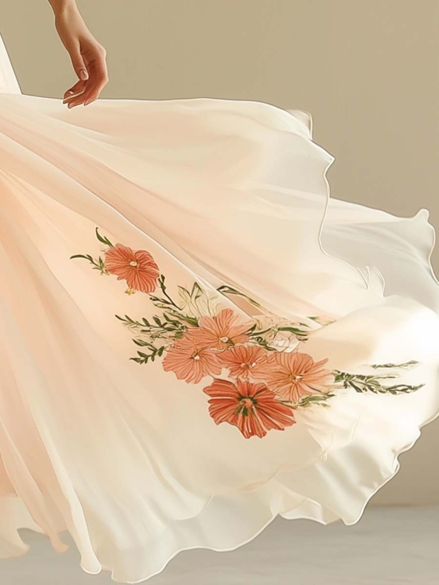 Elegant V-Neck Short Sleeve Maxi Dress