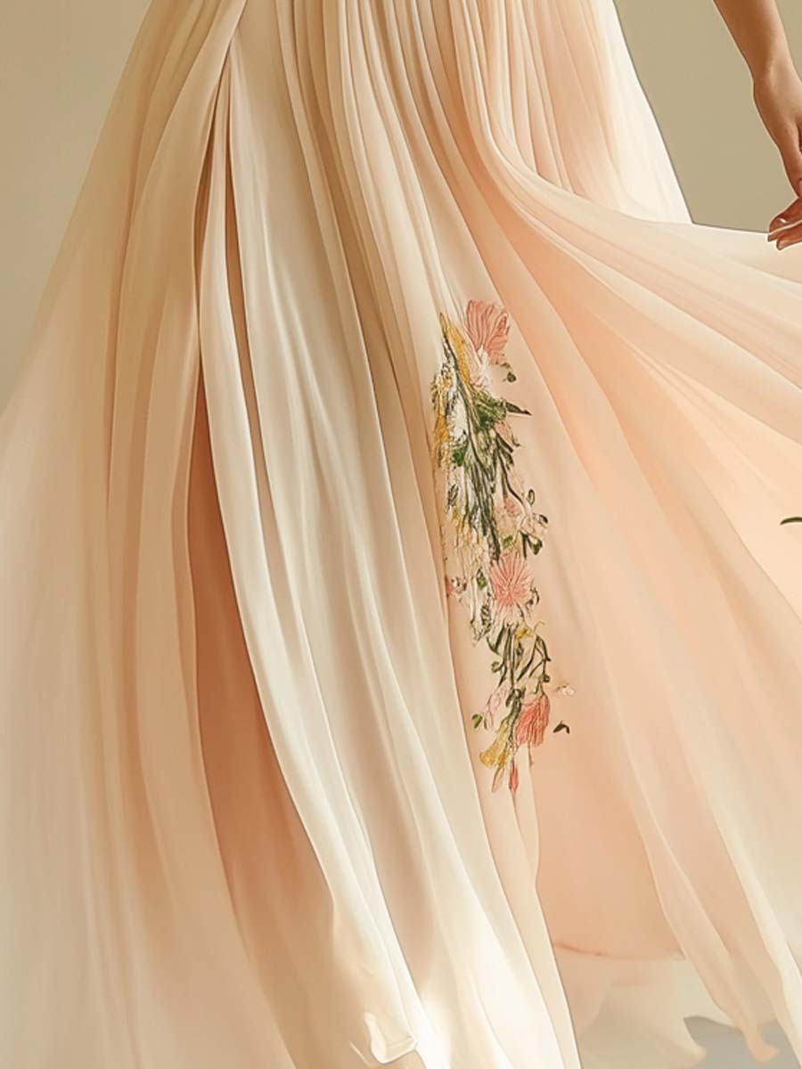 Elegant V-Neck Short Sleeve Maxi Dress