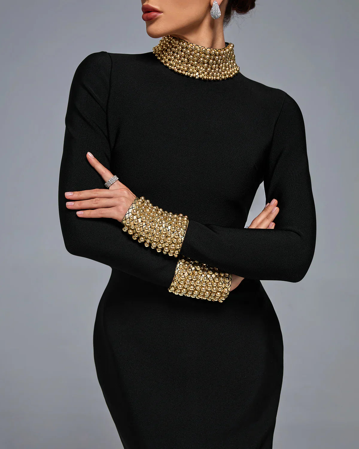 Safa- Perlenstickerei Bandage Lange Kleid