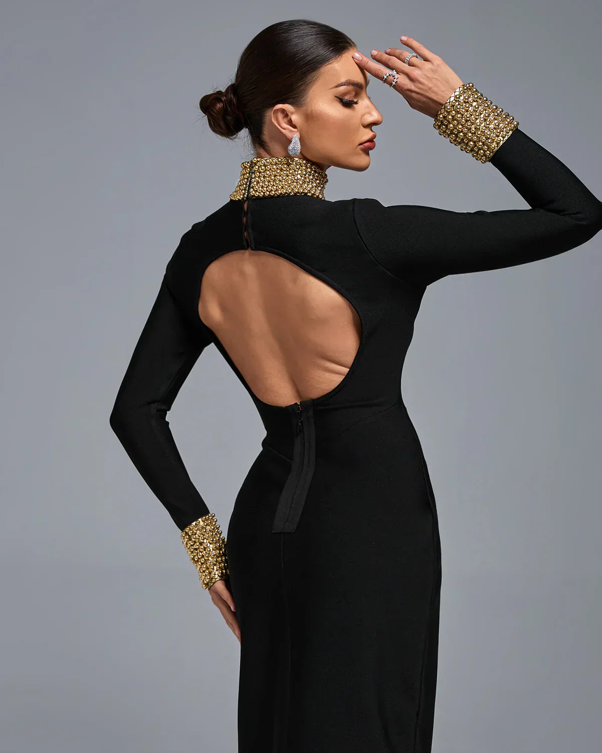 Safa- Perlenstickerei Bandage Lange Kleid