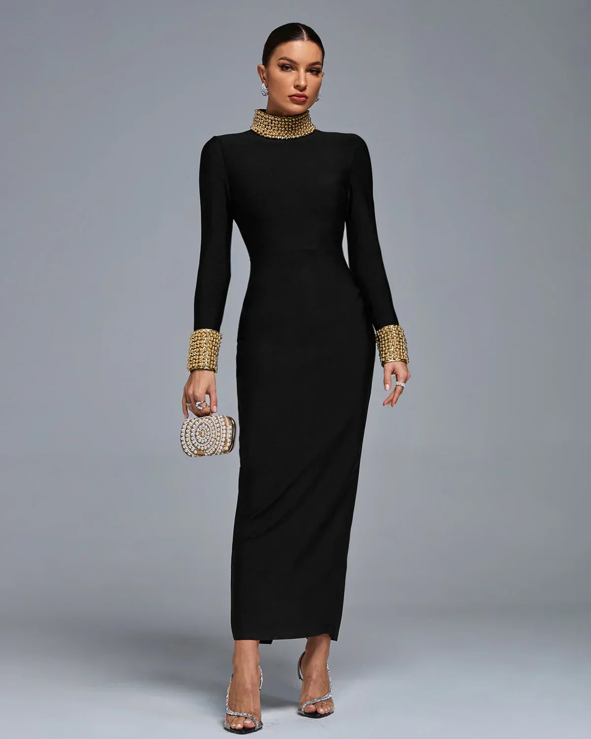 Safa- Perlenstickerei Bandage Lange Kleid