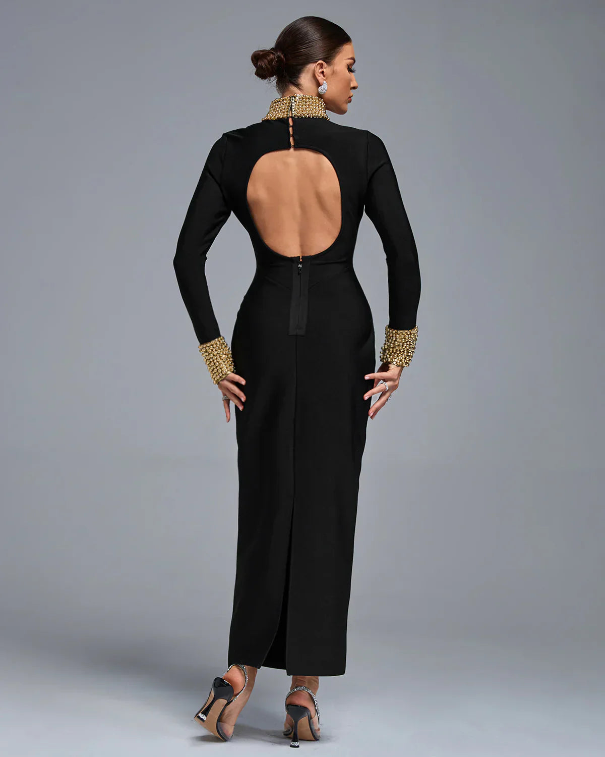Safa- Perlenstickerei Bandage Lange Kleid