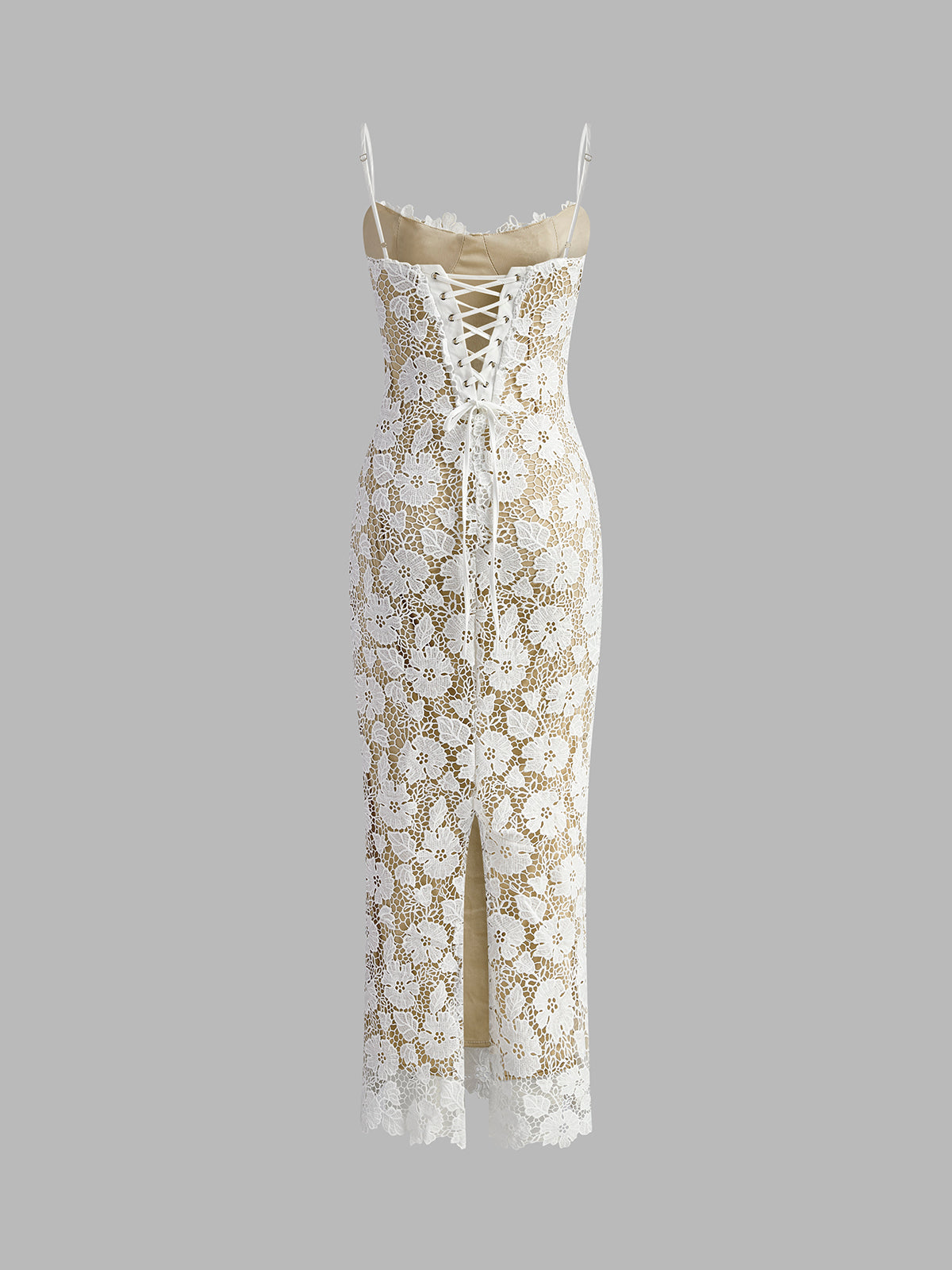 Semi-transparent Doppel-Lagen Spitzen-Cami-Kleid