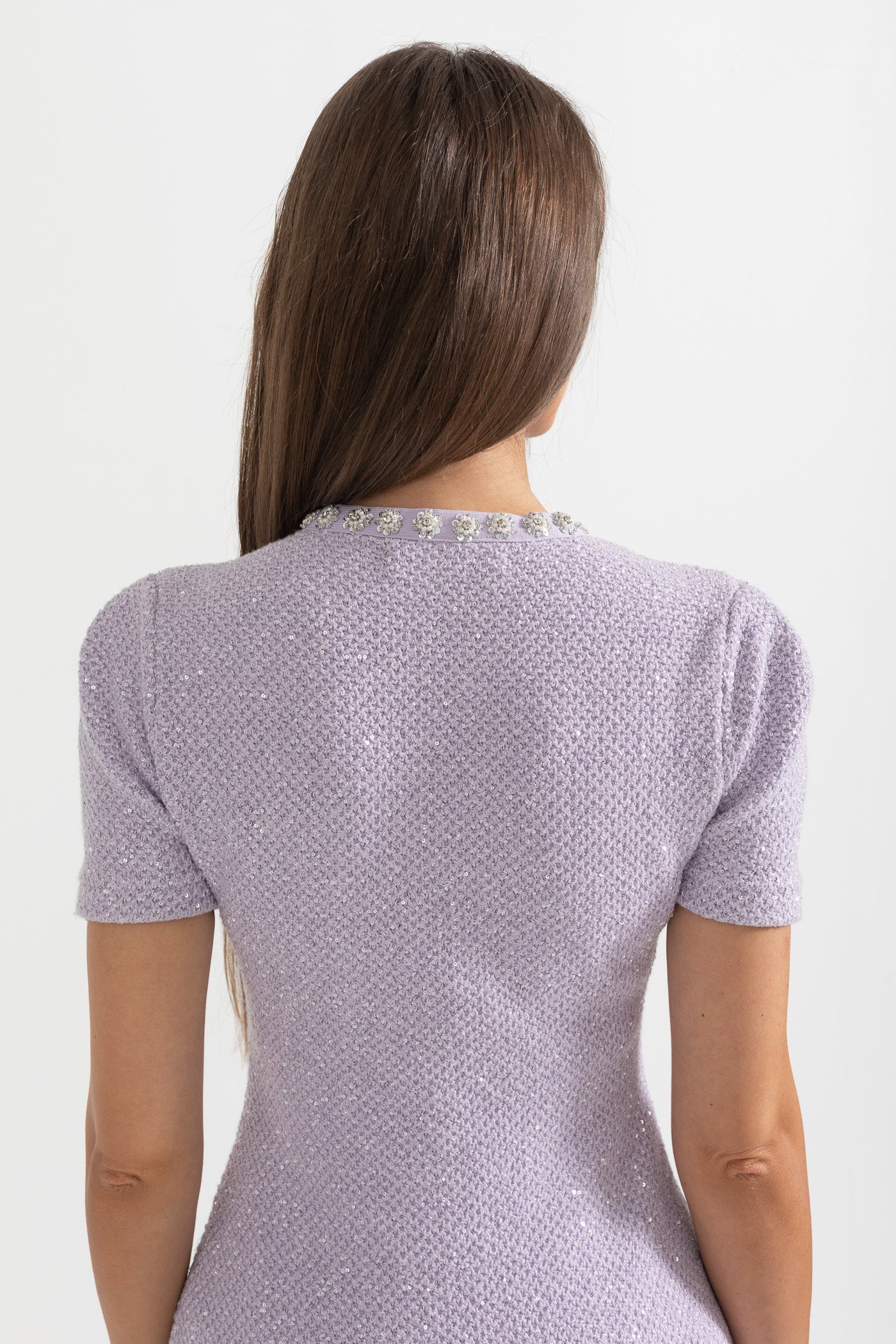 Sania- Texturiertes Minimodekleid mit Fronttaschen - Lila