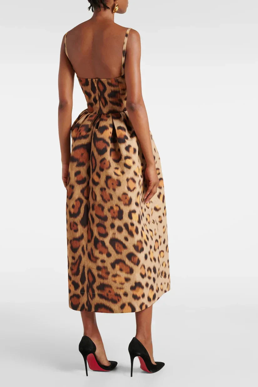 Bustier-Midikleid mit Animalprint