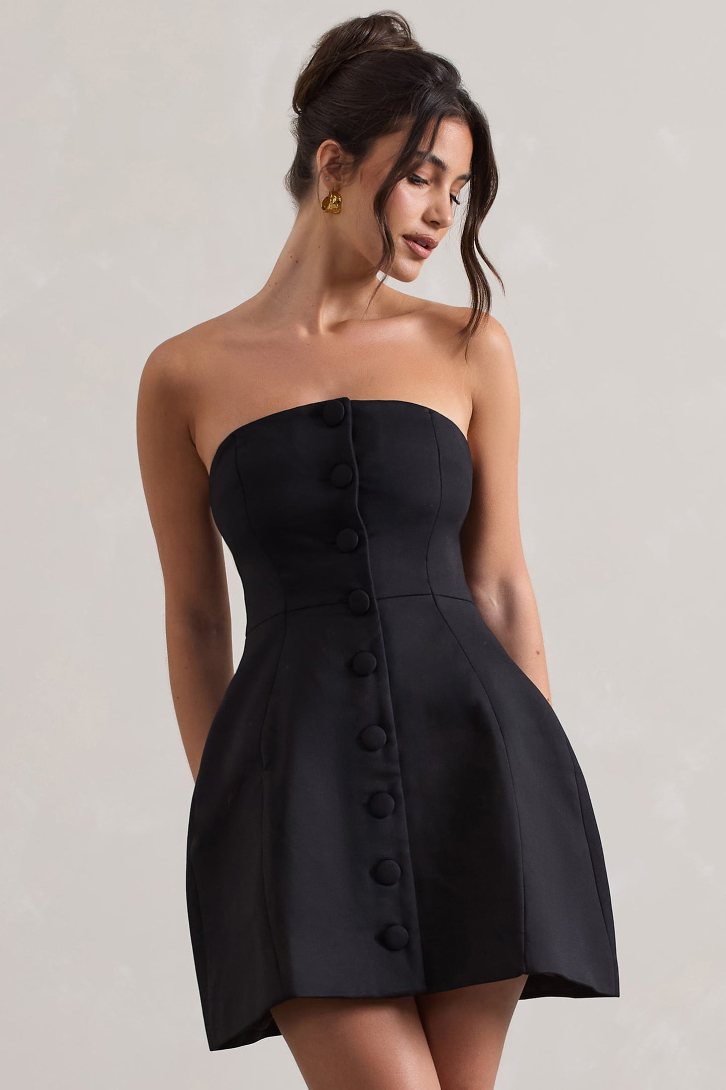 Anniston | Schwarzes Bandeau-tailliertes Mini-Kleid