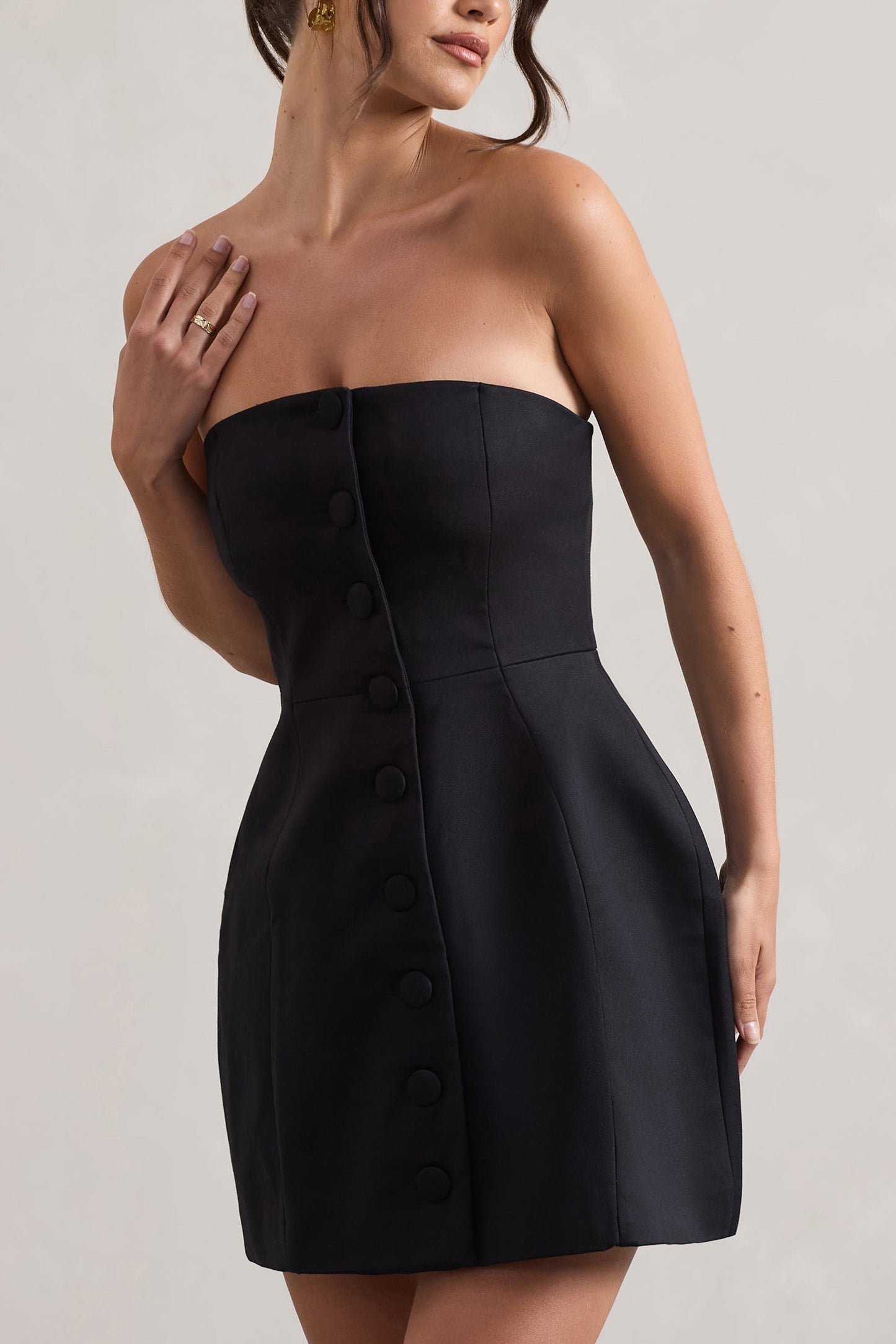 Anniston | Schwarzes Bandeau-tailliertes Mini-Kleid