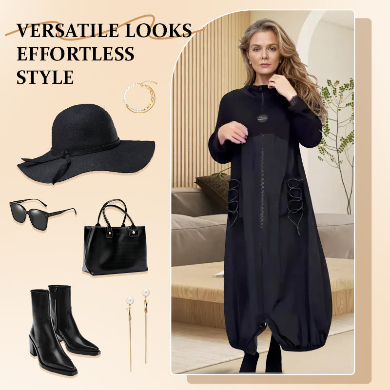 đLangärmeliges Kleid mit Mokkakragen und Kordelzugăkostenloser Versandă