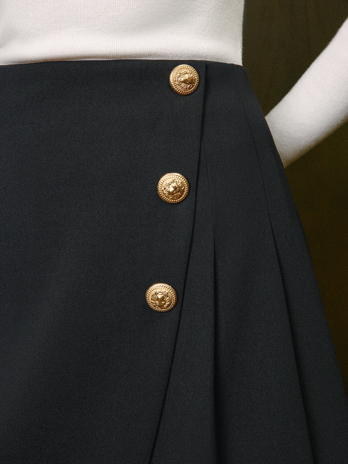 Mid-Waist Metall-Detail Faltenrock mit Reißverschluss
