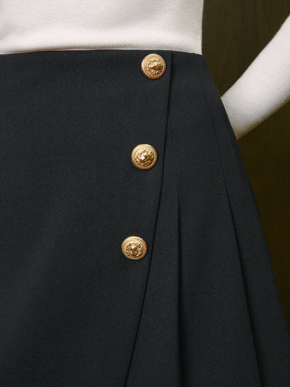 Mid-Waist Metall-Detail Faltenrock mit Reißverschluss