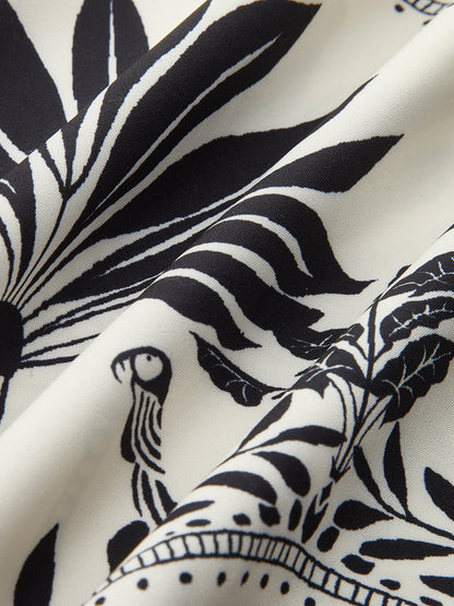 Boho-Print V-Ausschnitt Gürtelkleid