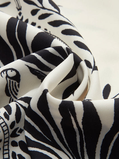 Boho-Print V-Ausschnitt Gürtelkleid