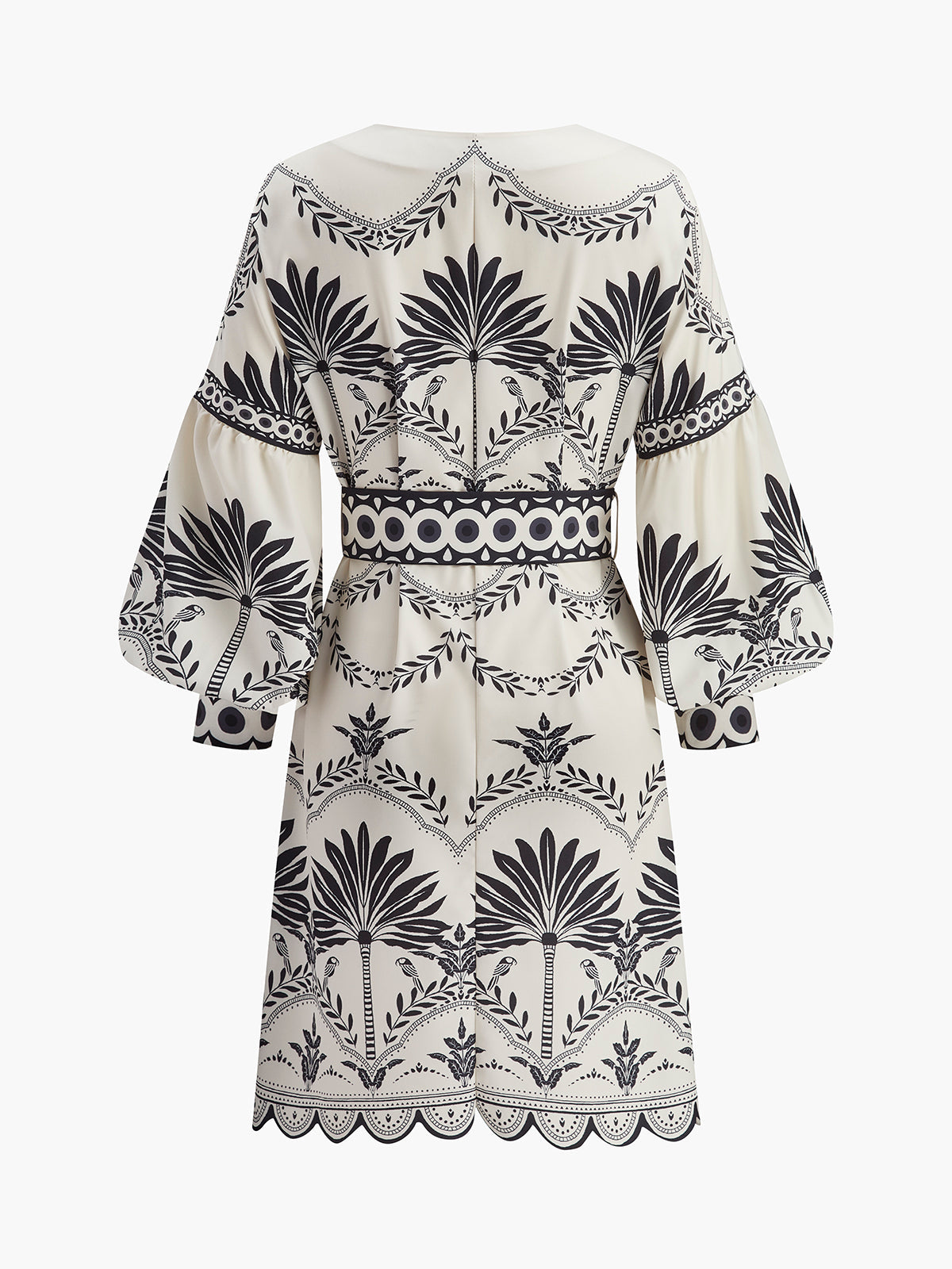 Boho-Print V-Ausschnitt Gürtelkleid