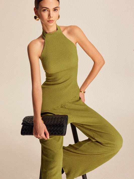 Halter-Neck Rückenfreies Hosen-Set