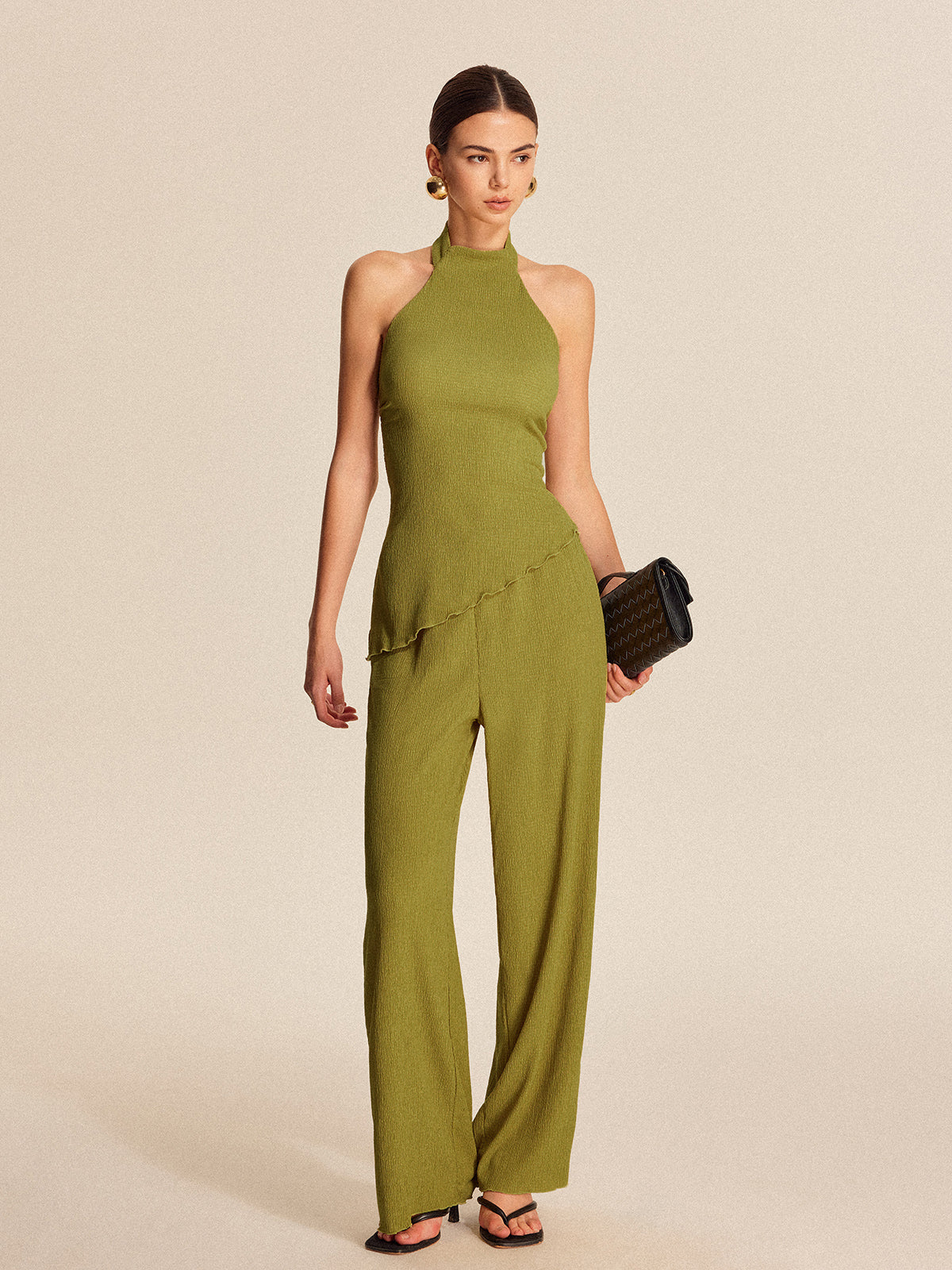 Halter-Neck Rückenfreies Hosen-Set