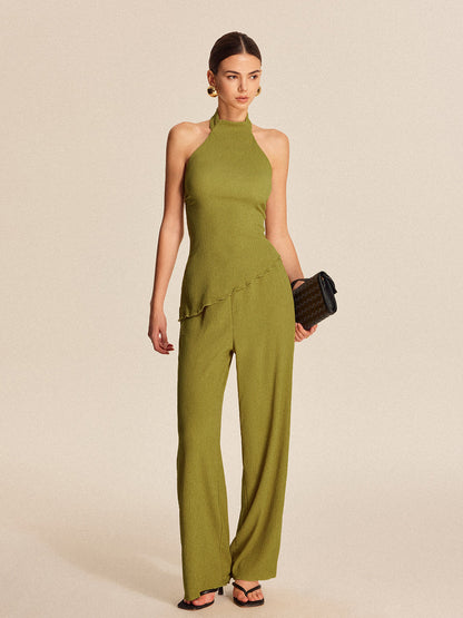 Halter-Neck Rückenfreies Hosen-Set