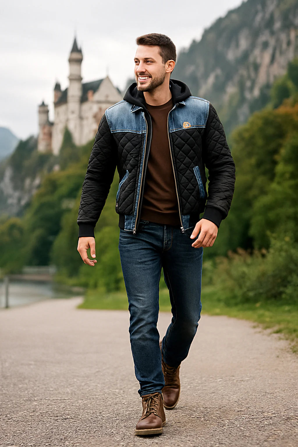 PANZER™ | Schwarze Denim-Steppjacke