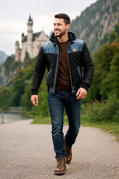 PANZER™ | Schwarze Denim-Steppjacke