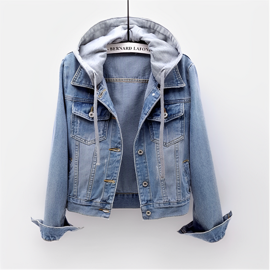 LAFONE™ | Französische Langärmelige Jeansjacke mit Kapuz