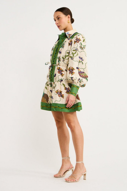 Mauricette Mini-Kleid – Boho-Chic mit Ballonärmeln