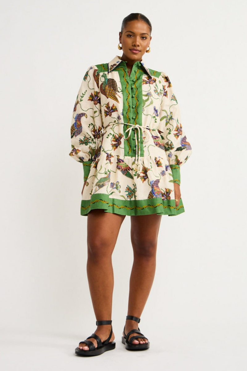 Mauricette Mini-Kleid – Boho-Chic mit Ballonärmeln