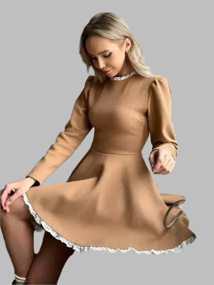 Raina - Retro-Strickkleid mit Rundhalsausschnitt aus Spitze