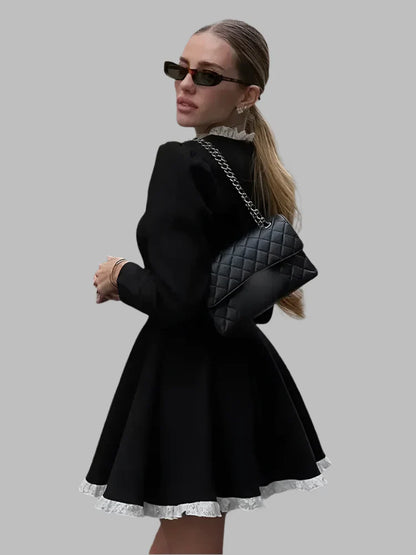 Raina - Retro-Strickkleid mit Rundhalsausschnitt aus Spitze