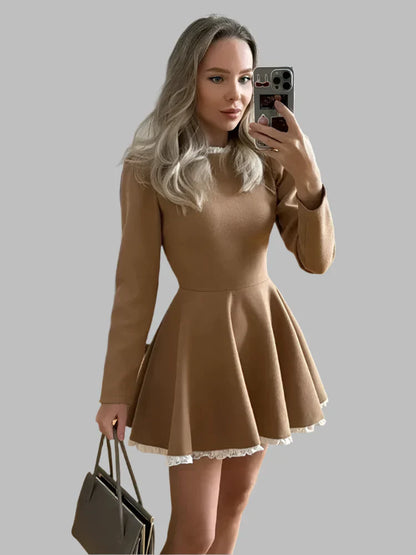 Raina - Retro-Strickkleid mit Rundhalsausschnitt aus Spitze