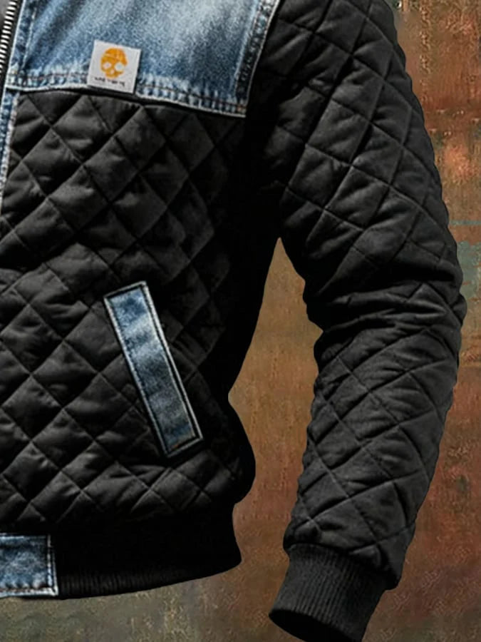 PANZER™ | Schwarze Denim-Steppjacke