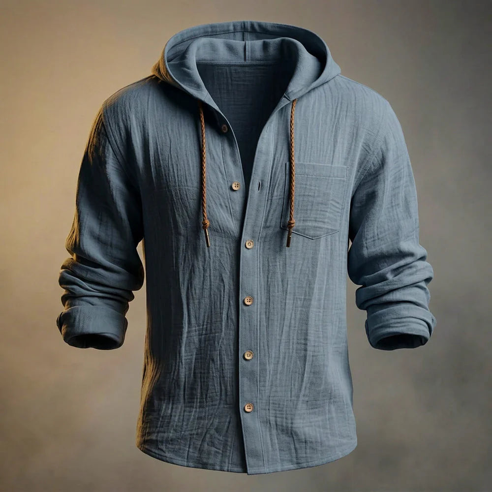 MILES™ | BAUMWOLL-LEINEN LEICHTE HOODIE JACKE